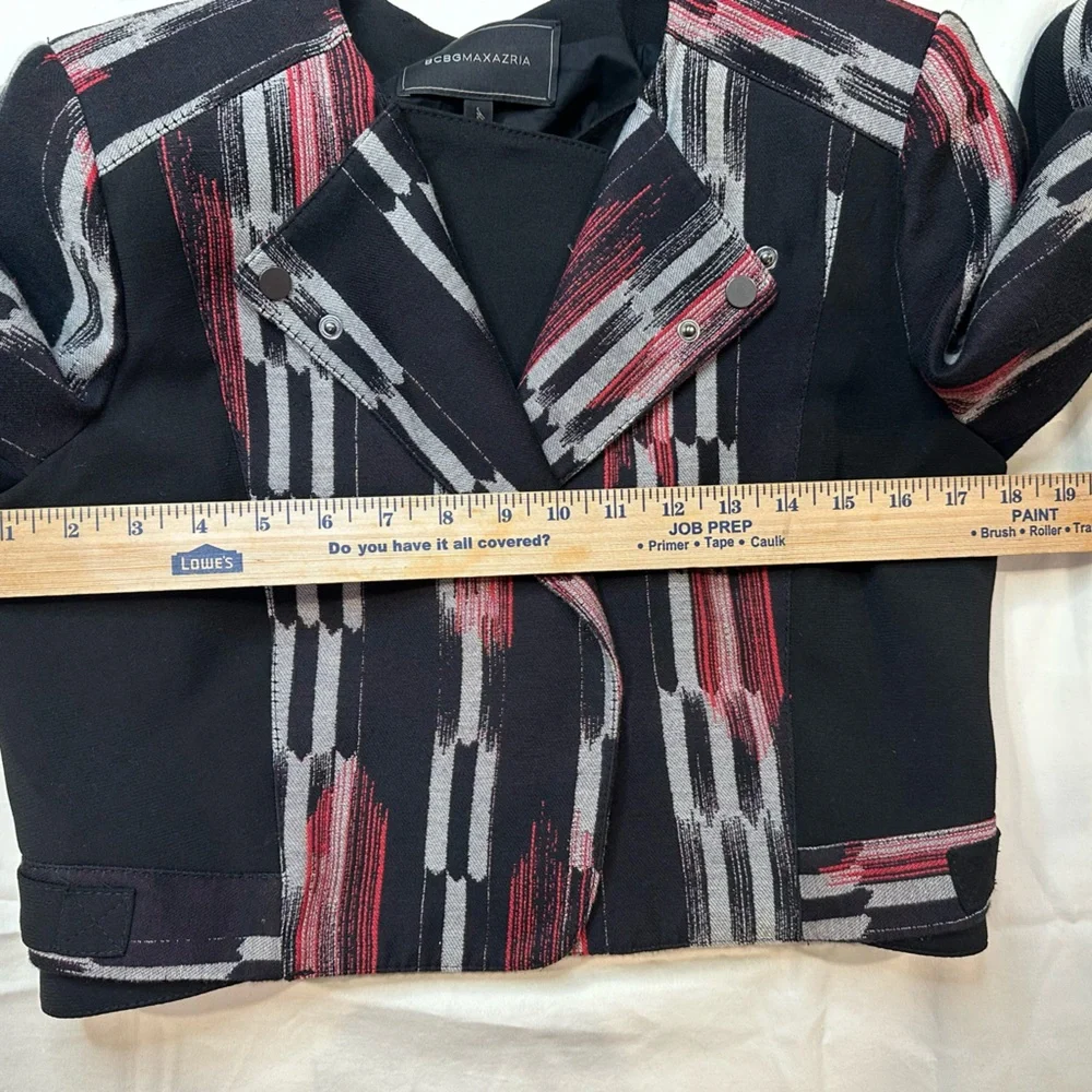 Bcbg Max Azria moto Jacket Black and Red Size M - Picture 8 of 11